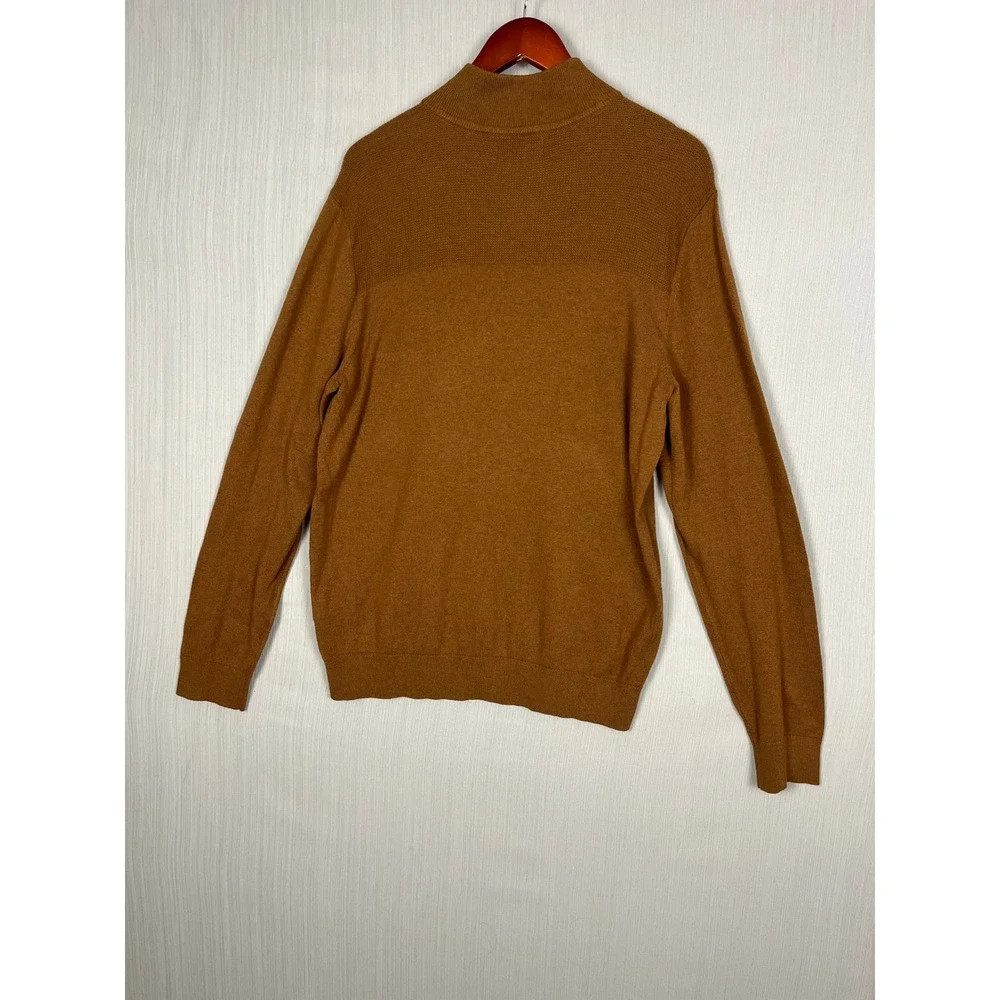 Banana Republic Quarter Zip Sweater Men L Brown Premium Luxe‎ Yarn Silk Cashmere